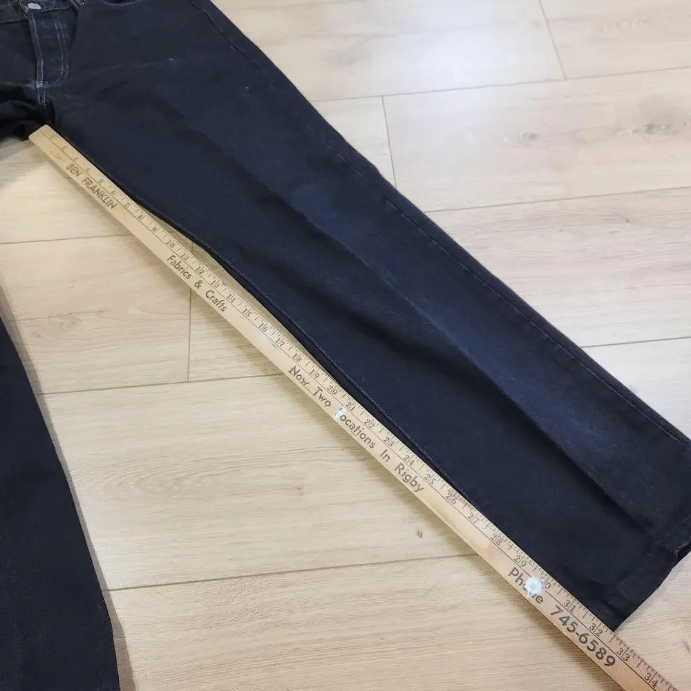 Vintage Y2K Levis 501 Jeans Mens 33x34 Black Button Fly Straight Denim Casual
